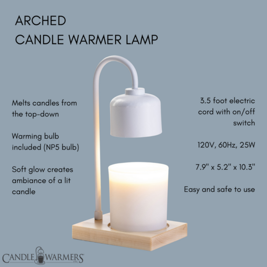 WHITE & WOOD ARCHED CANDLE WARMER LAMP